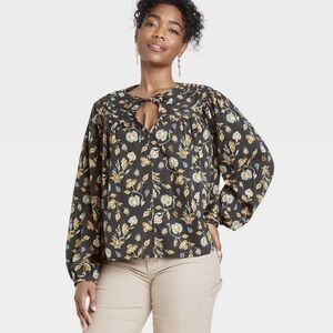 Universal Thread Puff Sleeve Blouse Size Small NWT Cotton Rayon Balloon Sleeves